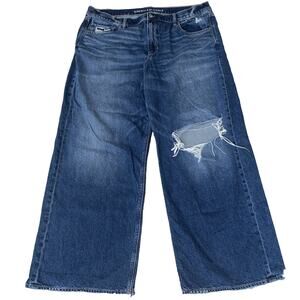 American Eagle Women’s Size 18 Regular Low Rise Skater Jeans Distressed Wide Leg